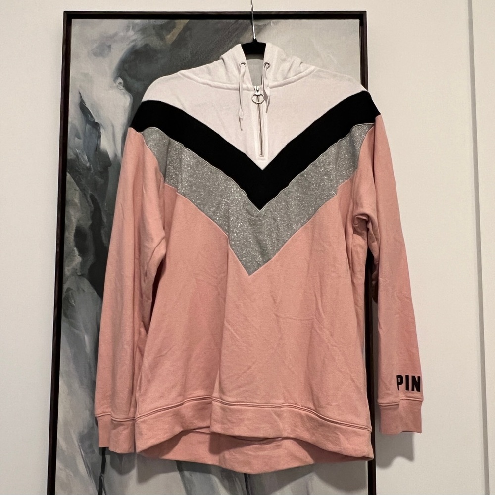 PINK Victoria secret long sleeve half zip hoodie L